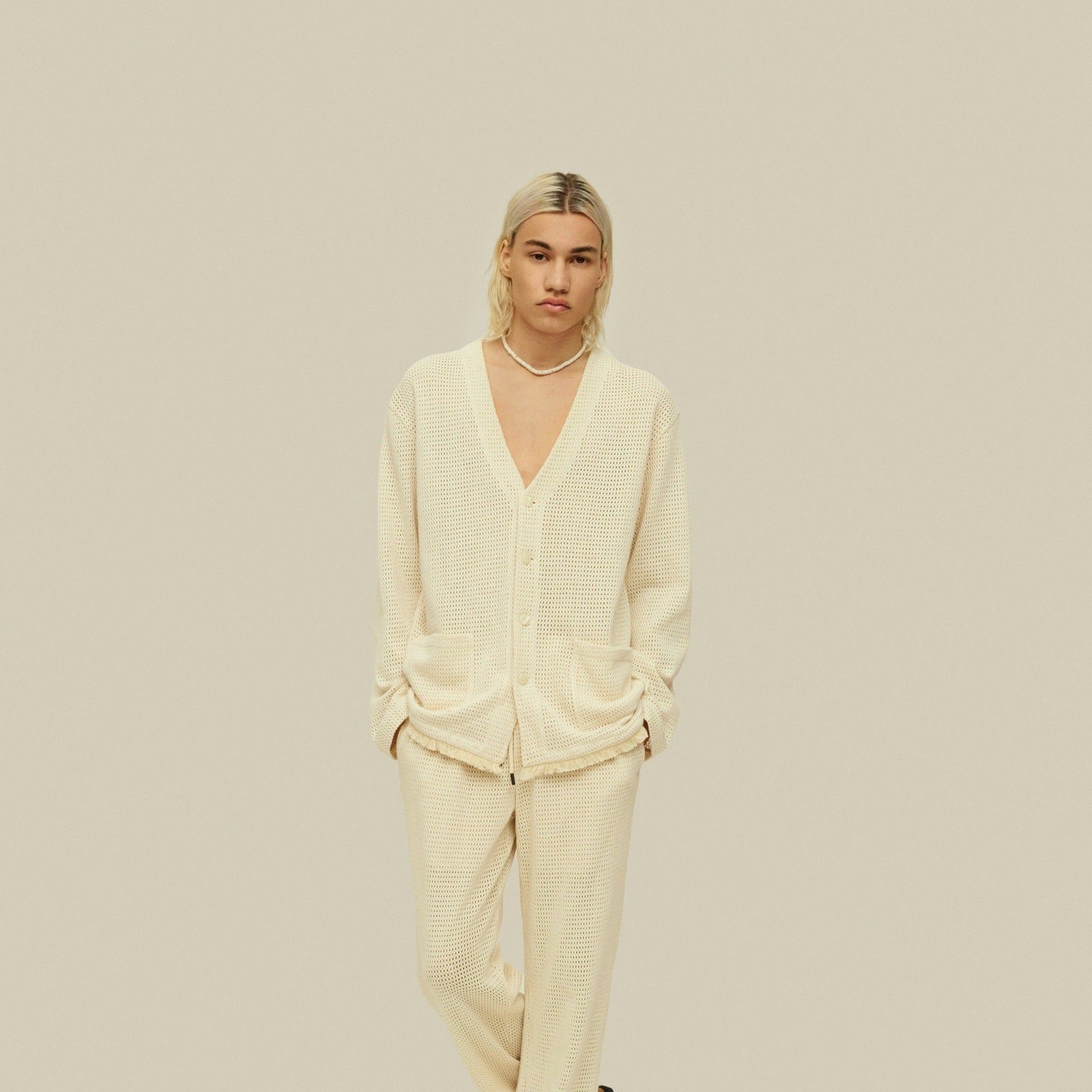 Ecru Net Cardigan