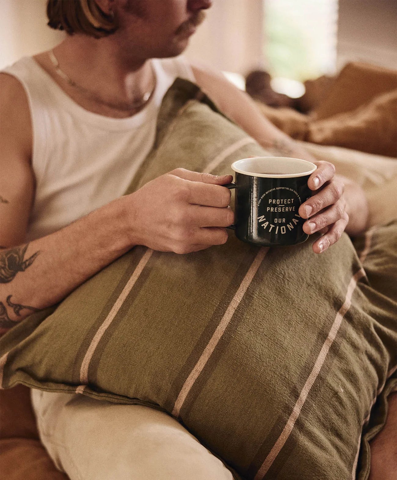 Safari Linen Cushion | Striped Olive / Donkey Pink