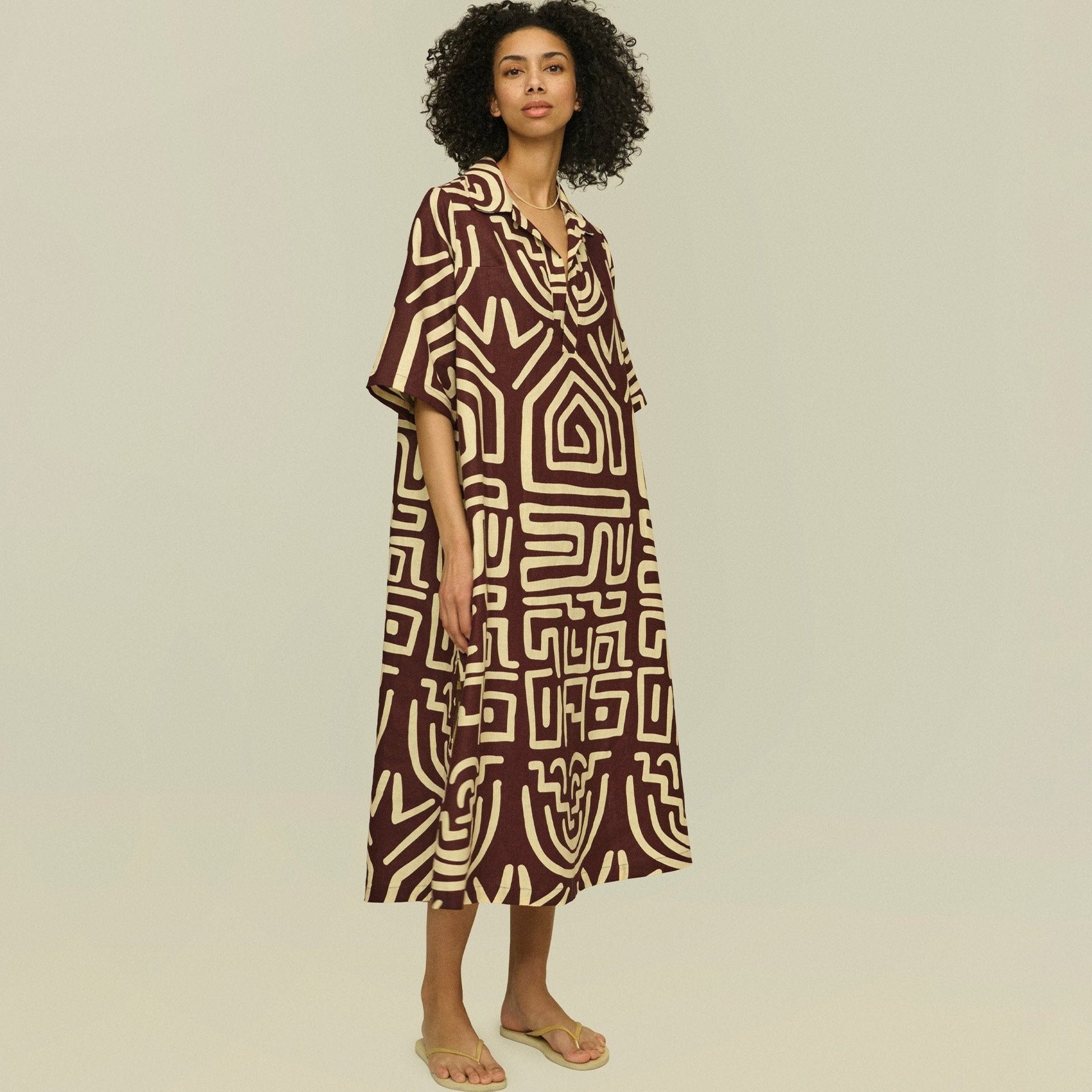 Kalahra Papaya Linen Dress - Coastal Living