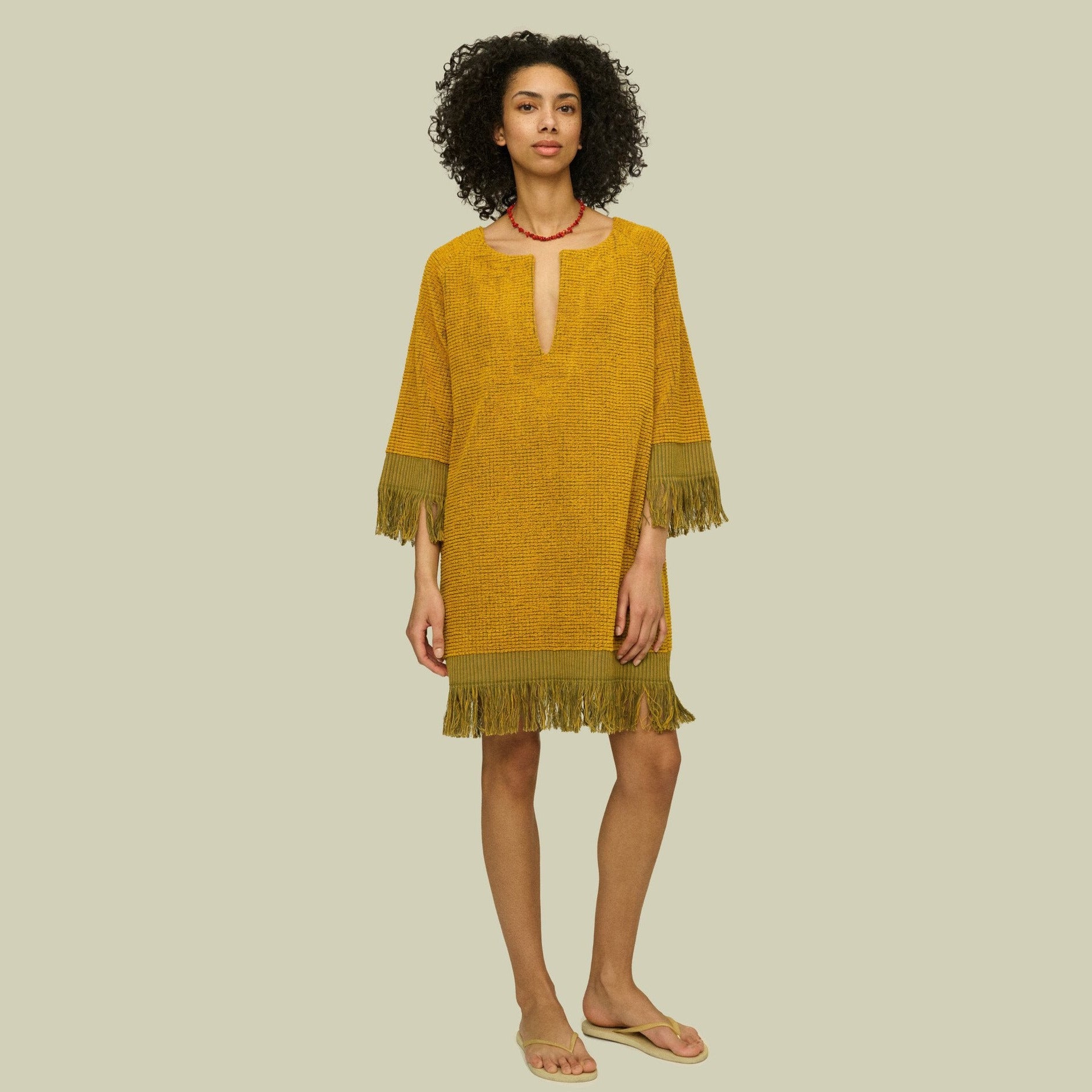 Odilia Mustard Terry Dress