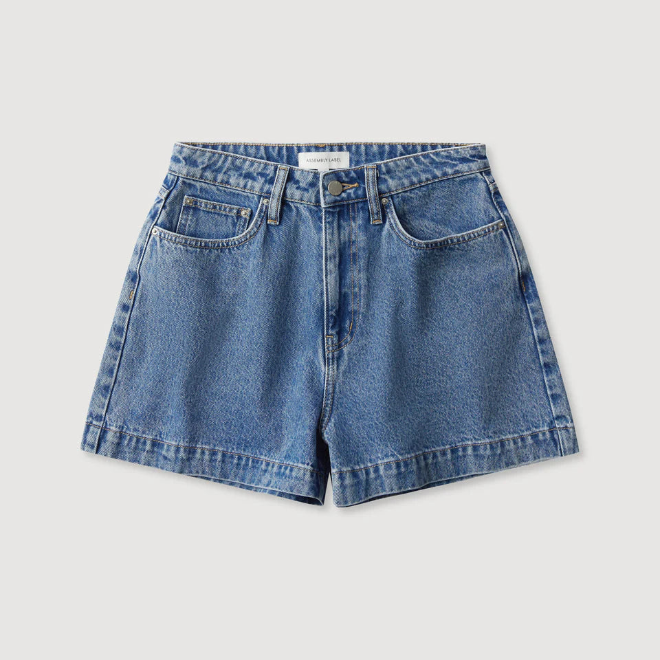 Boxy Denim Short Dark Stone