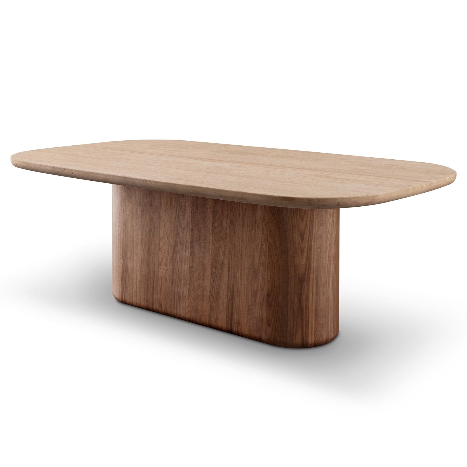 Ocean Dining Table Walnut/Travertine
