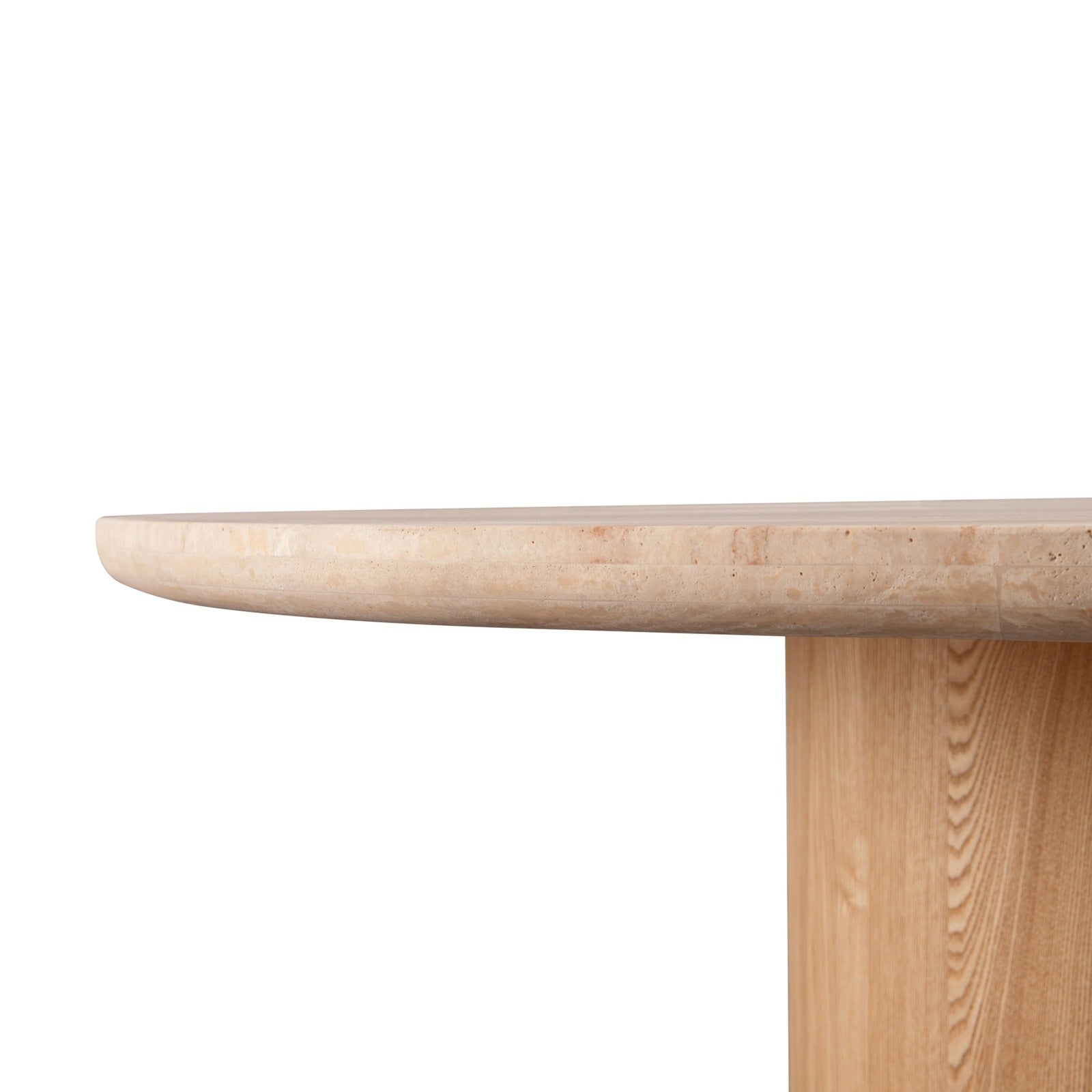 Ocean Single Pedestal Round Dining Table Oak/Travertine