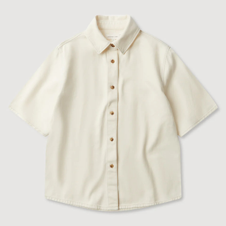 Boxy Denim Short Sleeve Shirt