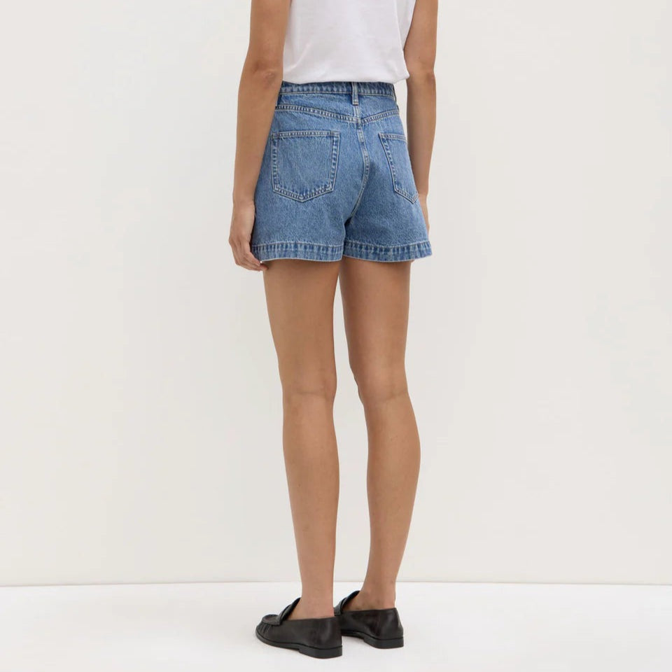 Boxy Denim Short Dark Stone