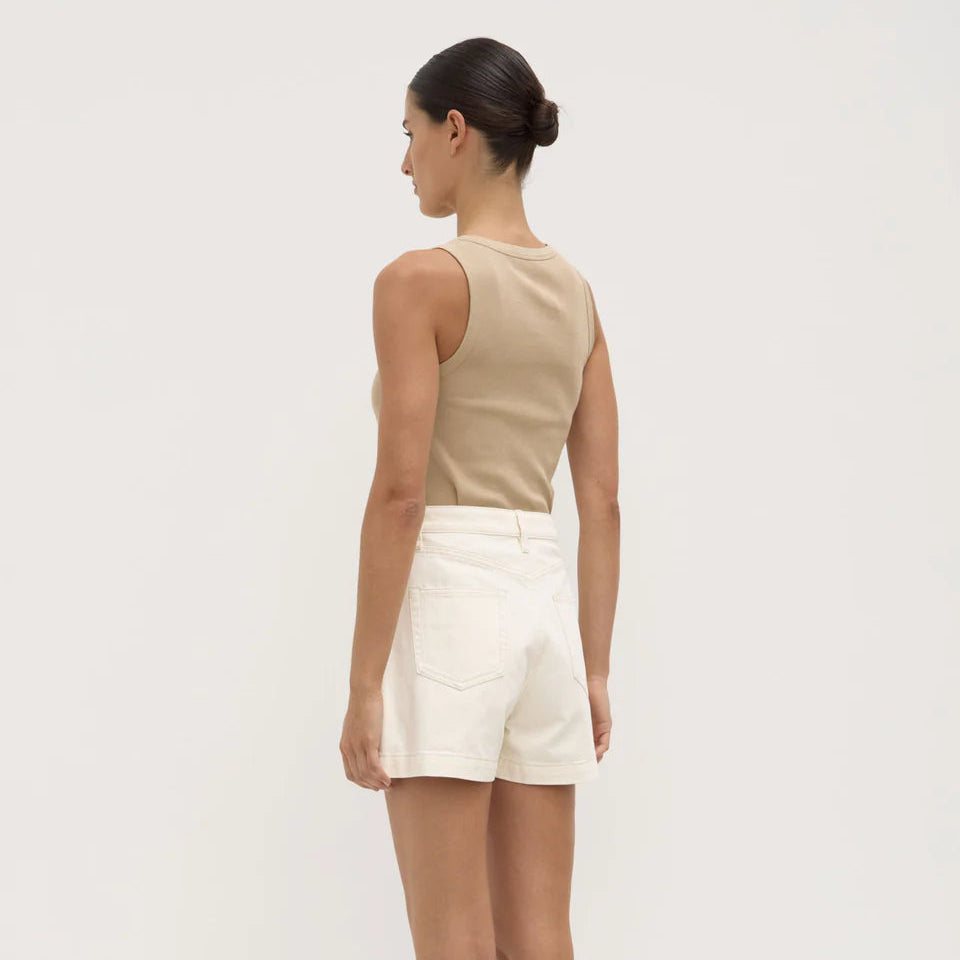 Boxy Denim Short Ecru