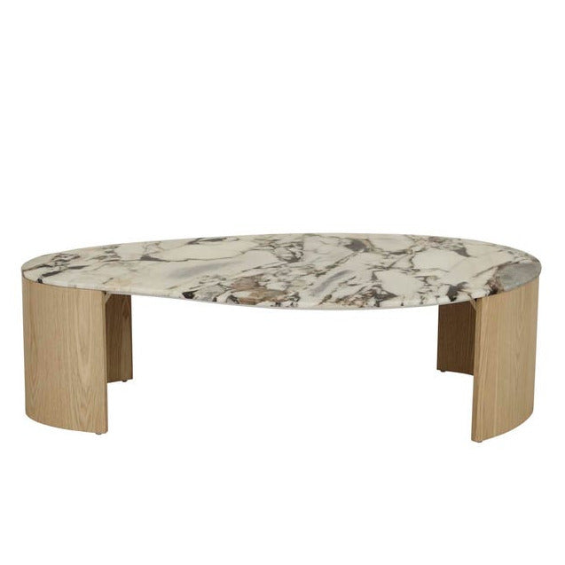 Curve Marble Coffee Table - Matt Ocean Marble - Natural Ash