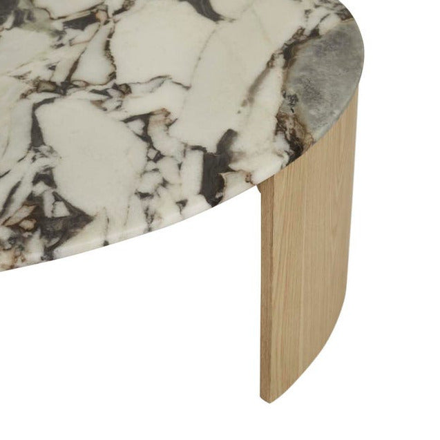 Curve Marble Coffee Table - Matt Ocean Marble - Natural Ash