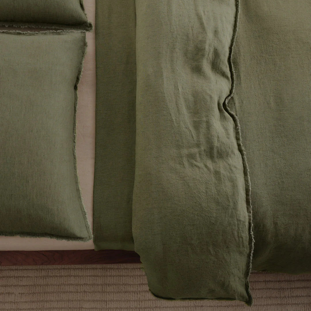 Flocca Linen Pillowcase - Armee