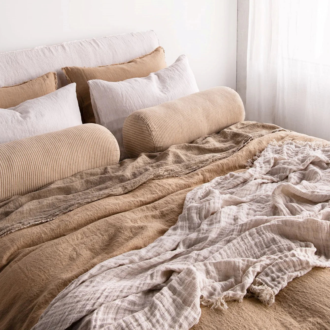 Crush Linen Throw Blanket - Ayrton Melange