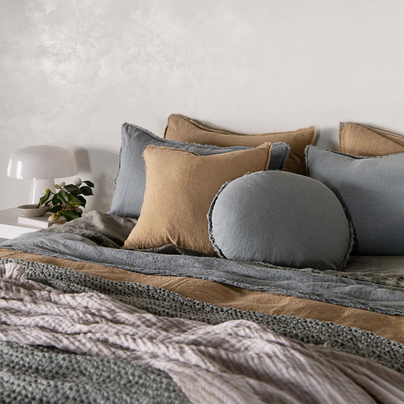 Flocca Linen Cushion - Carmel