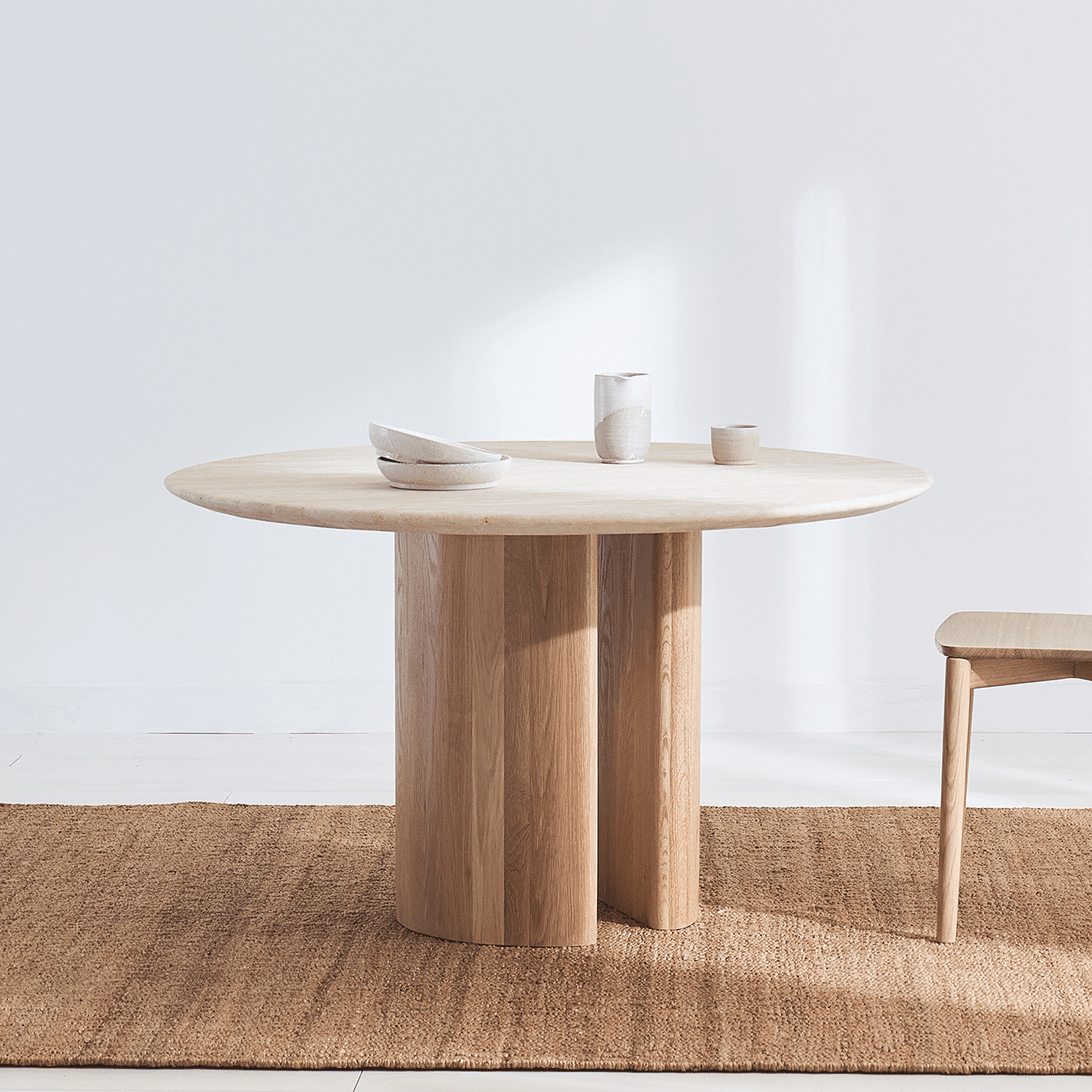 Ostara Travertine Dining Table