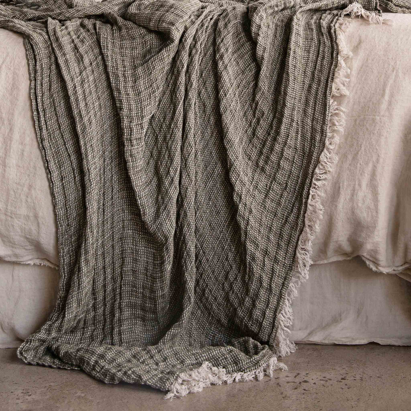 Crush Linen Throw Blanket - Armee Melange