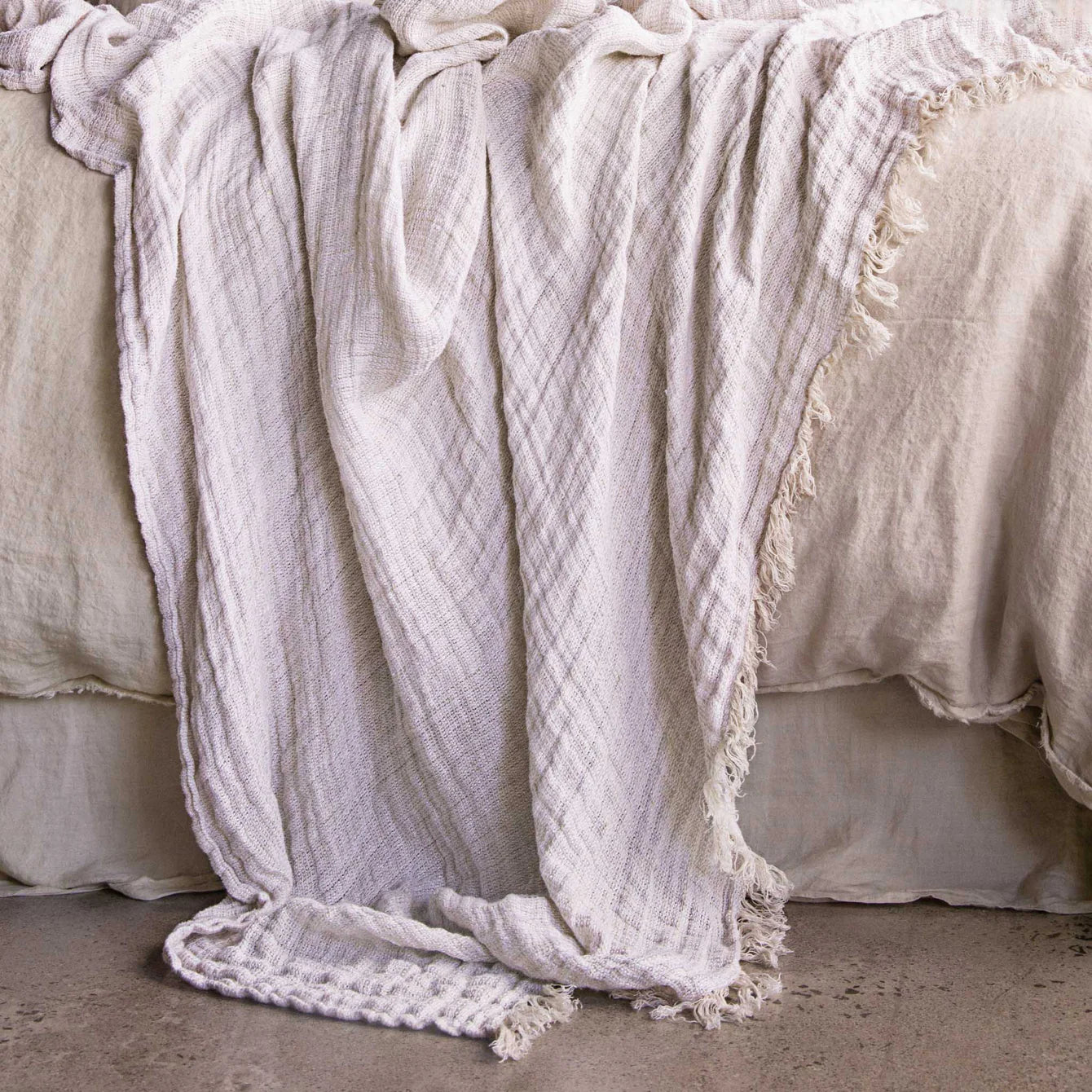 Crush Linen Throw Blanket - Ayrton Melange