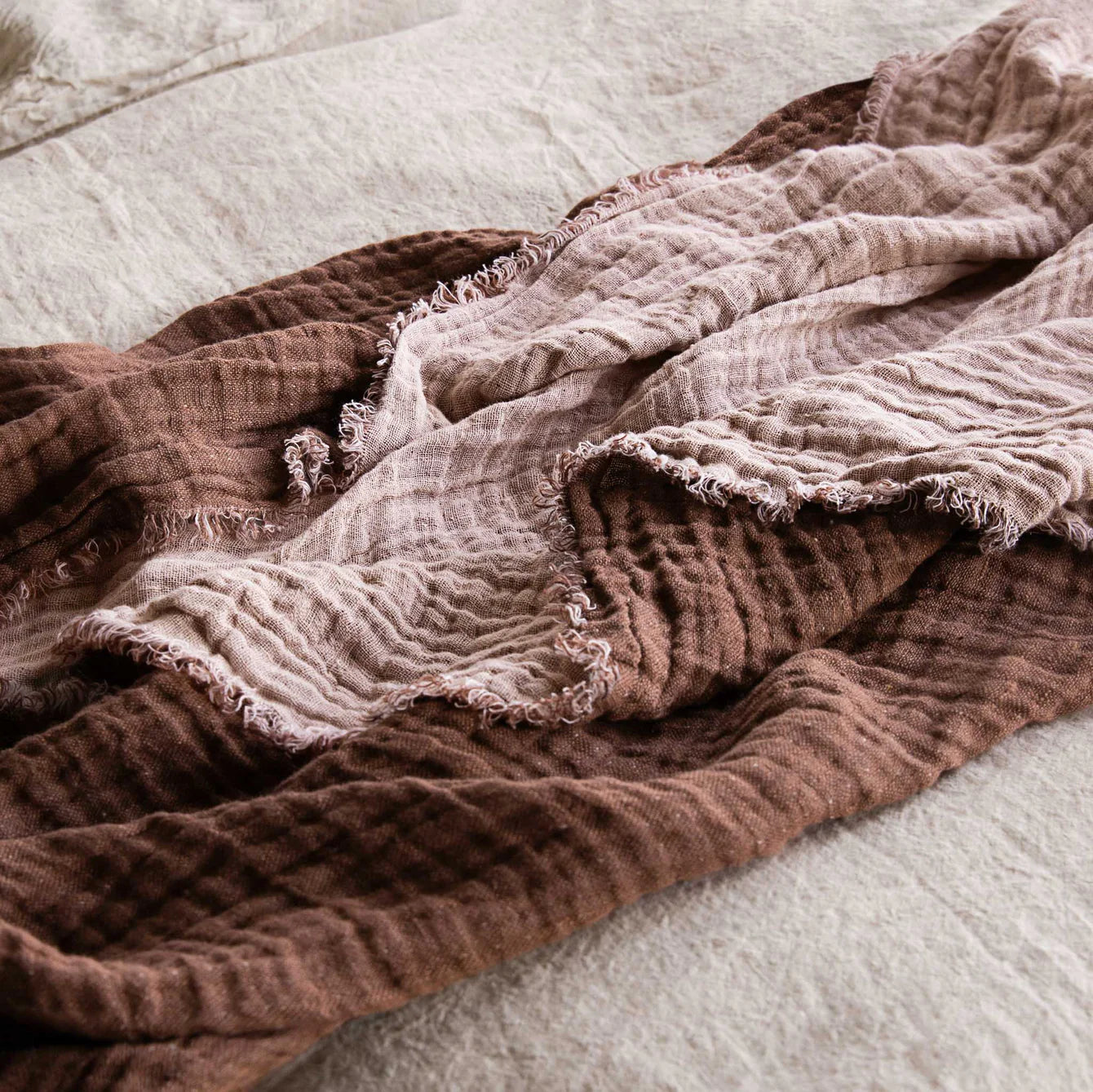 Crush Double Linen Throw Blanket - Moro/Floss