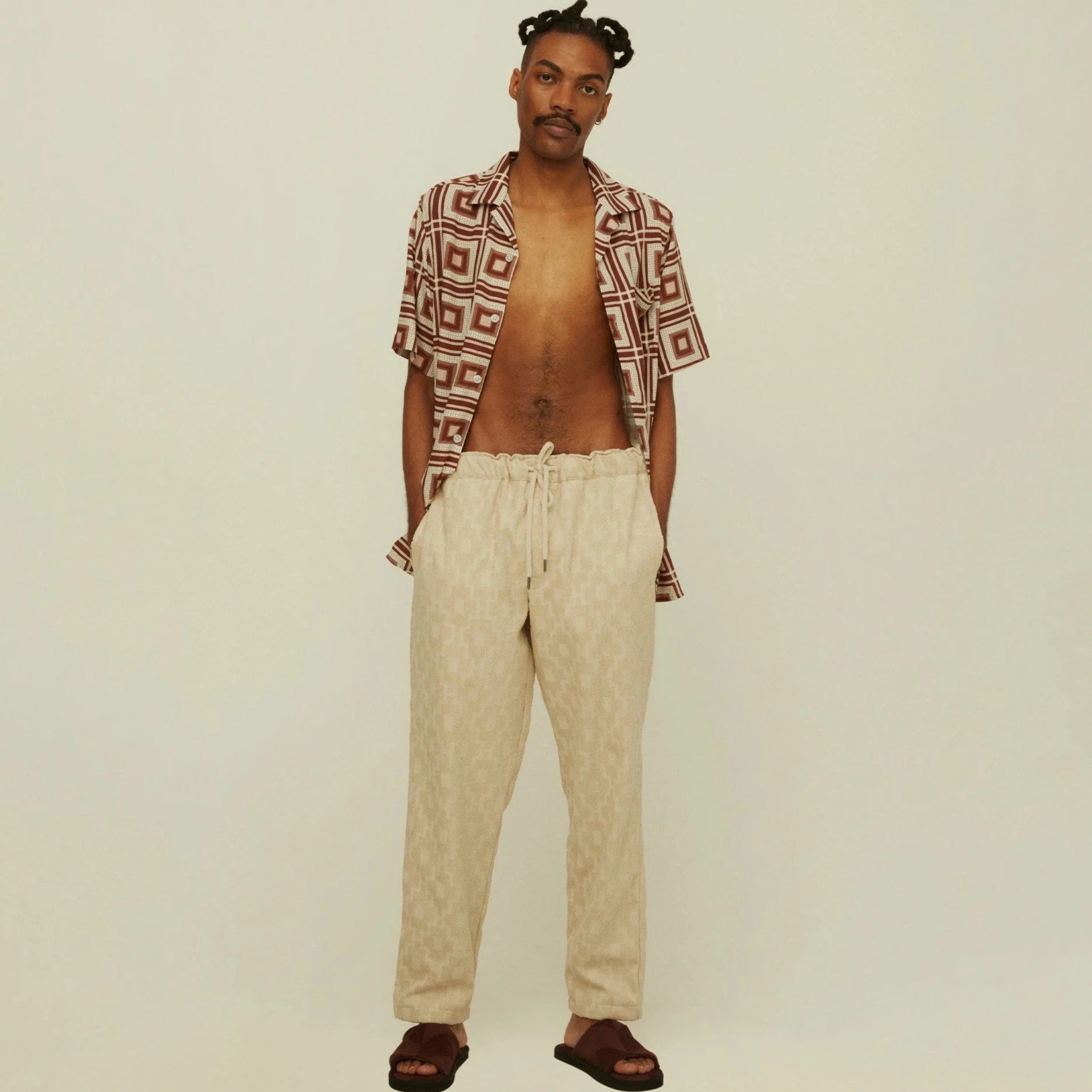 Beige Machu Terry Long Pant