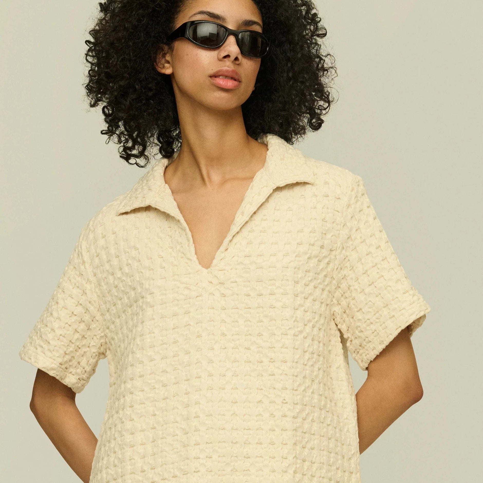 Ecru Jaffa Waffle Shirt - Coastal Living