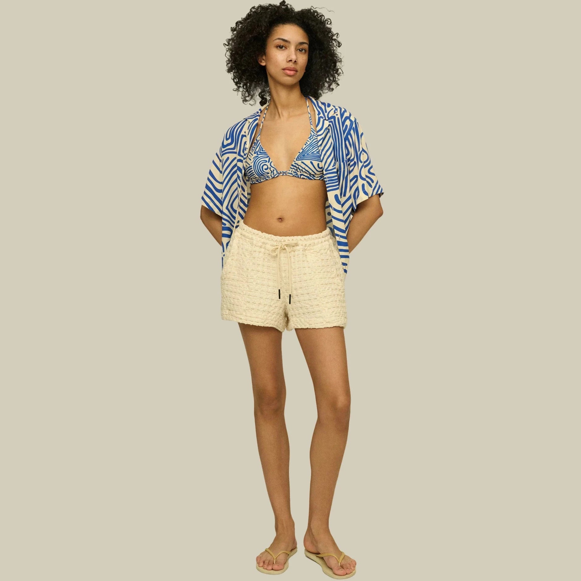 Ecru Drizzle Waffle Shorts - Coastal Living