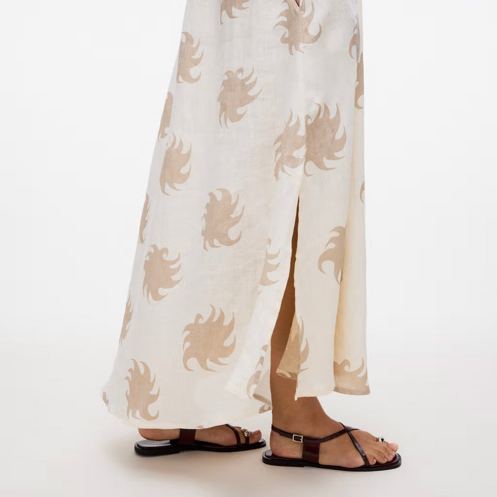 Hazel Ember Tangelo Linen Dress