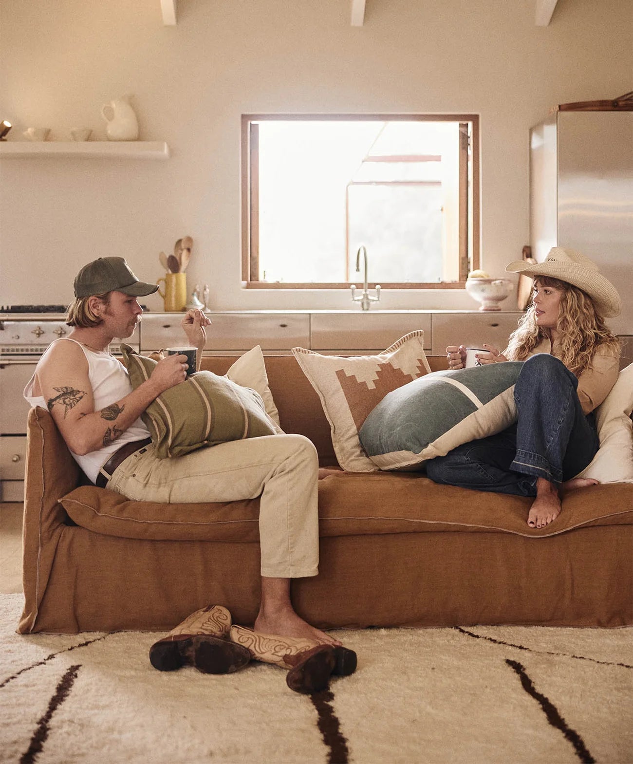 Safari Linen Cushion | Striped Olive / Donkey Pink