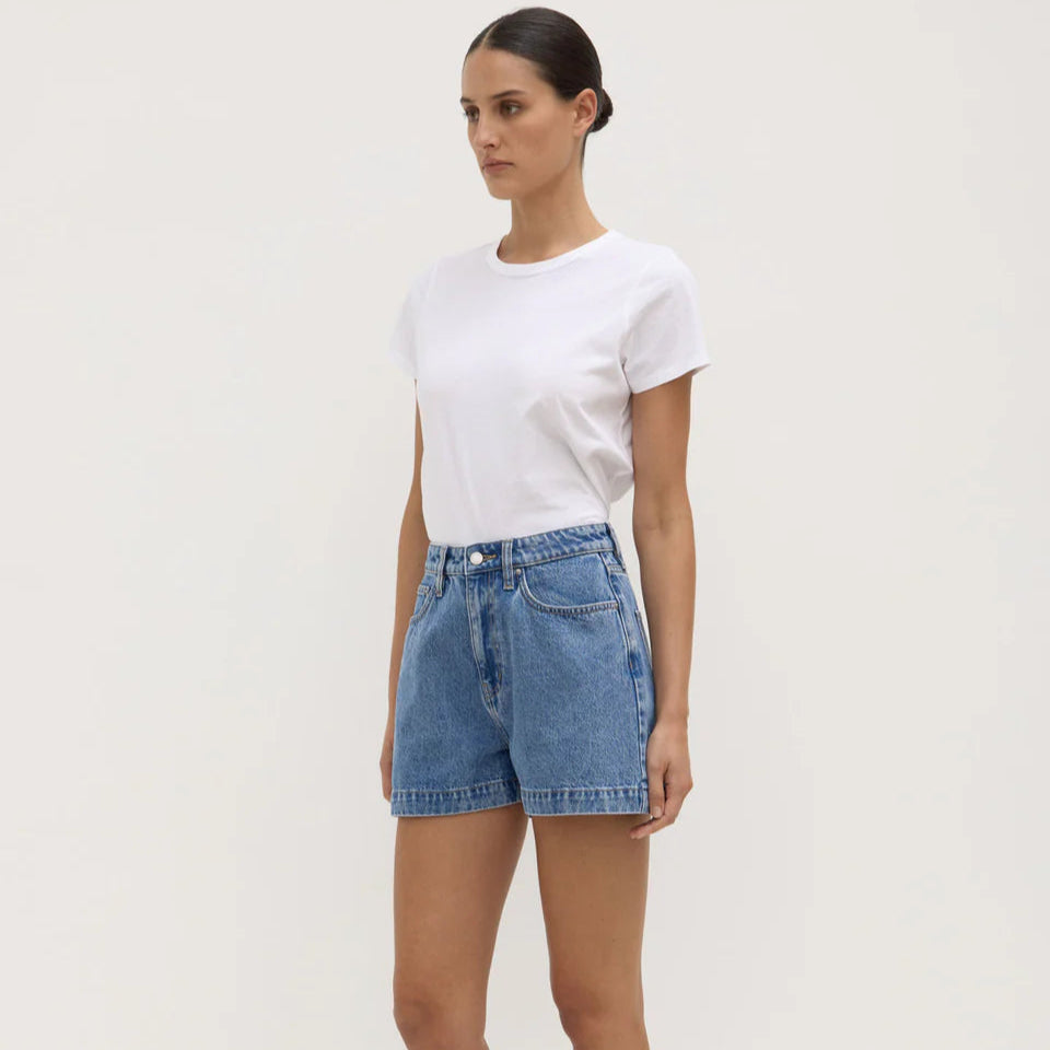 Boxy Denim Short Dark Stone