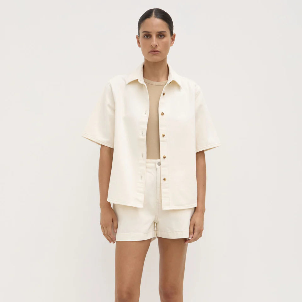 Boxy Denim Short Ecru