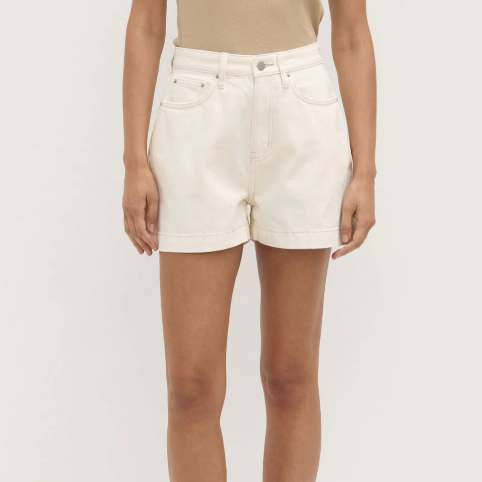 Boxy Denim Short Ecru