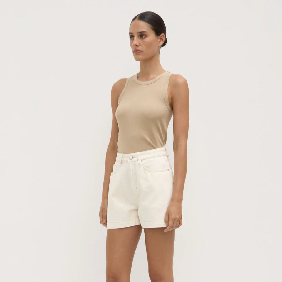 Boxy Denim Short Ecru