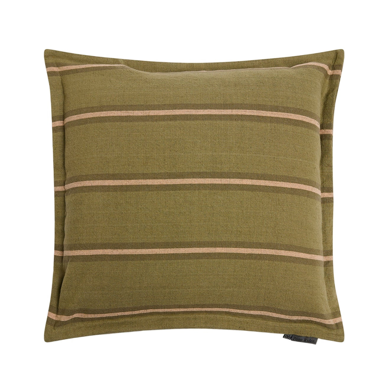 Safari Linen Cushion | Striped Olive / Donkey Pink