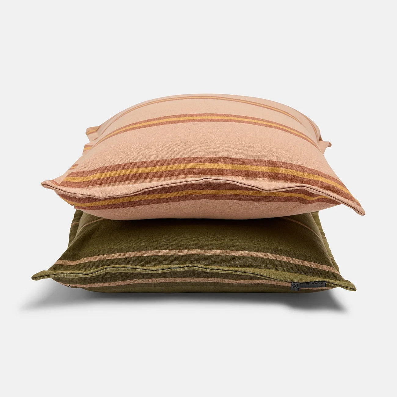 Safari Linen Cushion | Striped Olive / Donkey Pink