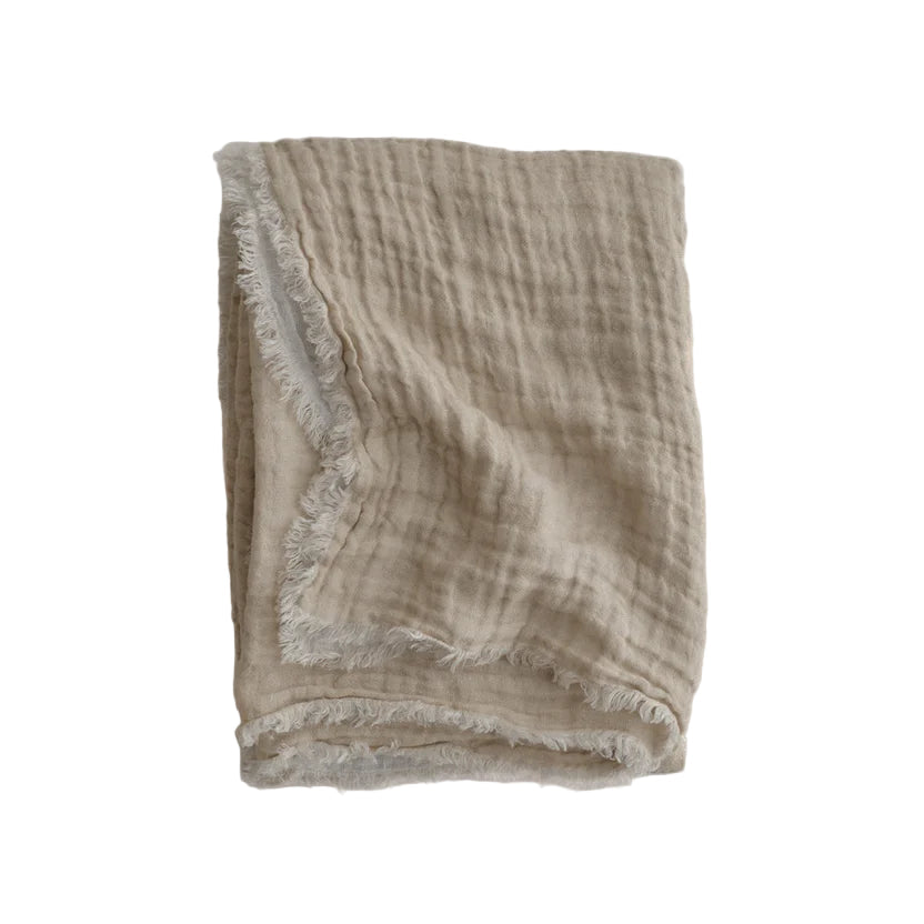 Crush Double Linen Throw Blanket - Ayrton/Sable