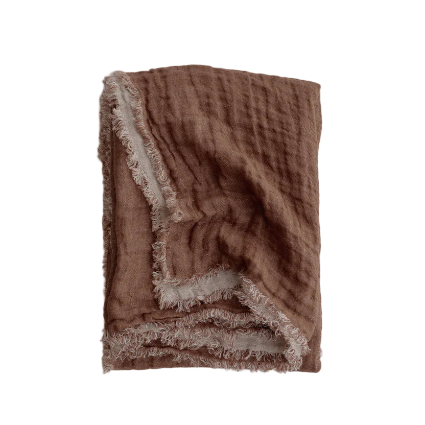 Crush Double Linen Throw Blanket - Moro/Floss