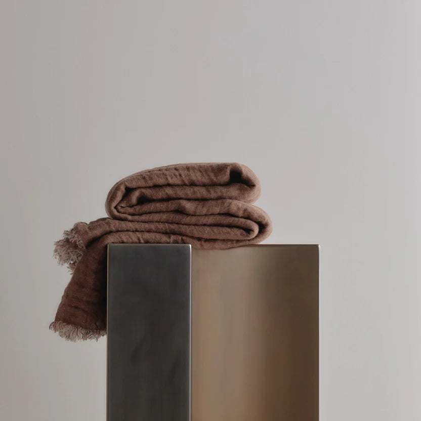 Crush Double Linen Throw Blanket - Moro/Floss