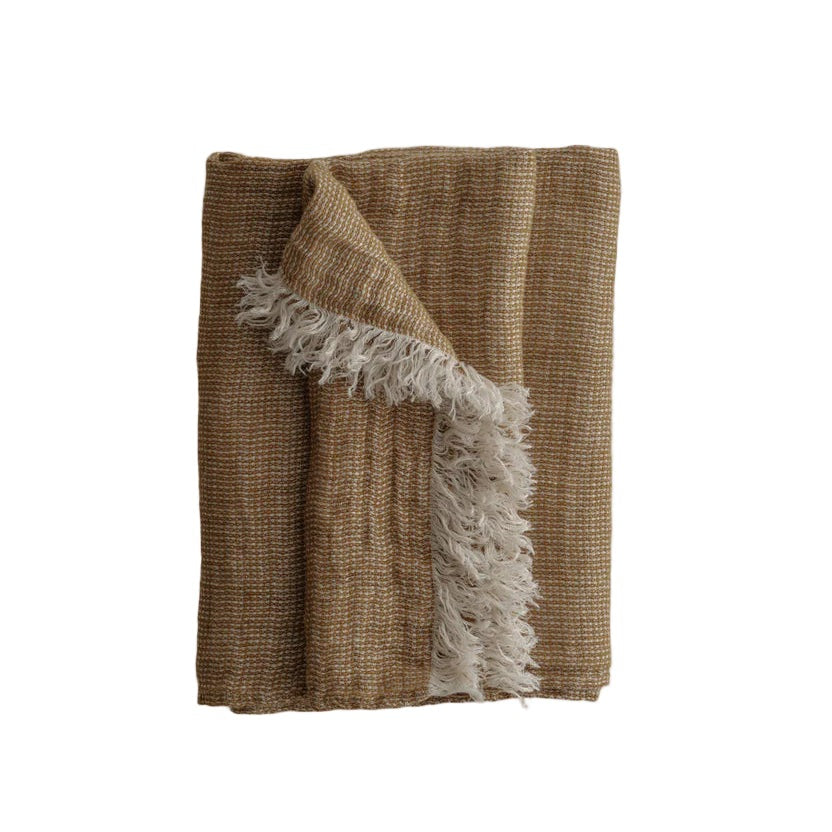 Crush Linen Throw Blanket - Brun Melange